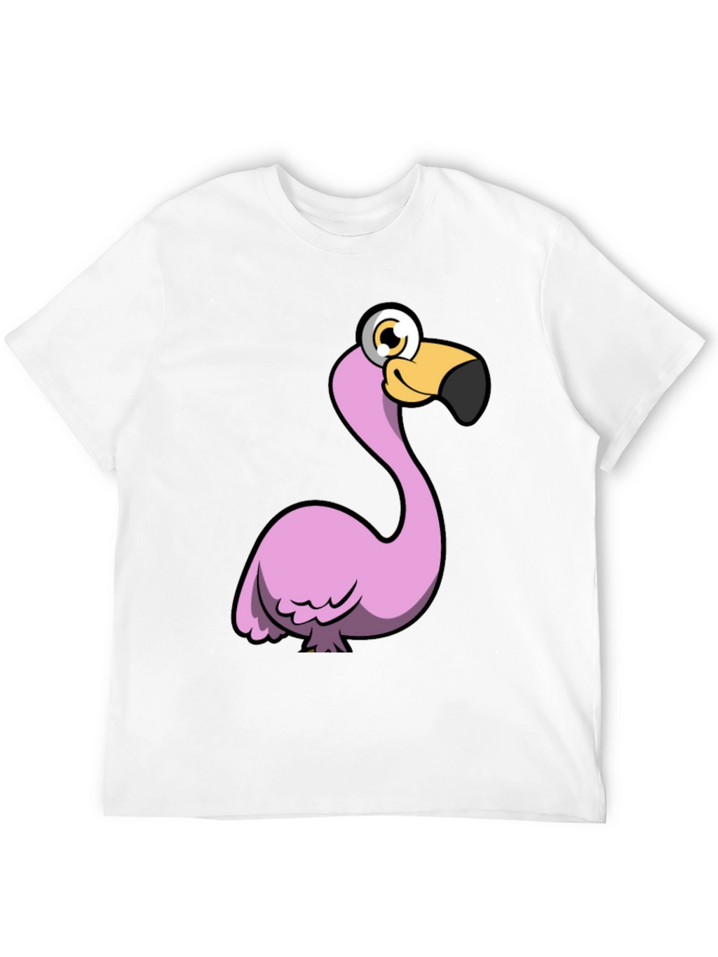 Funny Flamingo Graphic Tee - Black Cotton Shirt