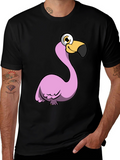 Funny Flamingo Graphic Tee - Black Cotton Shirt