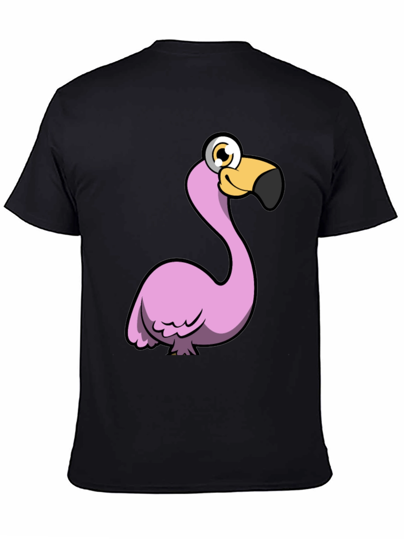 Funny Flamingo Graphic Tee - Black Cotton Shirt