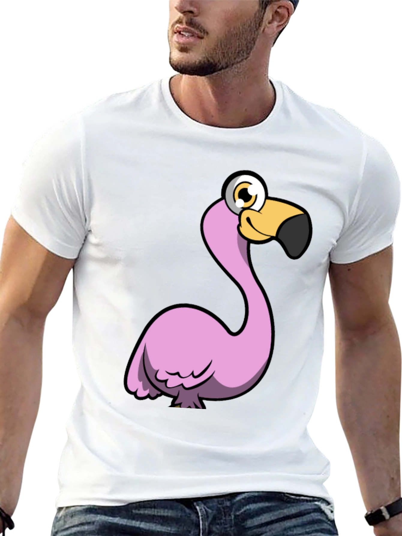 Funny Flamingo Graphic Tee - Black Cotton Shirt