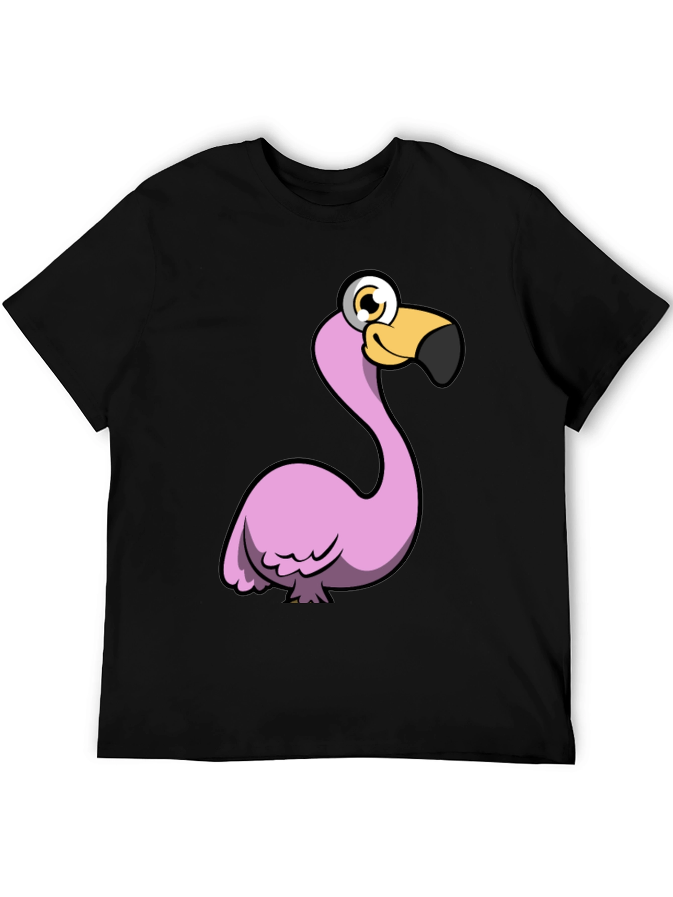Funny Flamingo Graphic Tee - Black Cotton Shirt