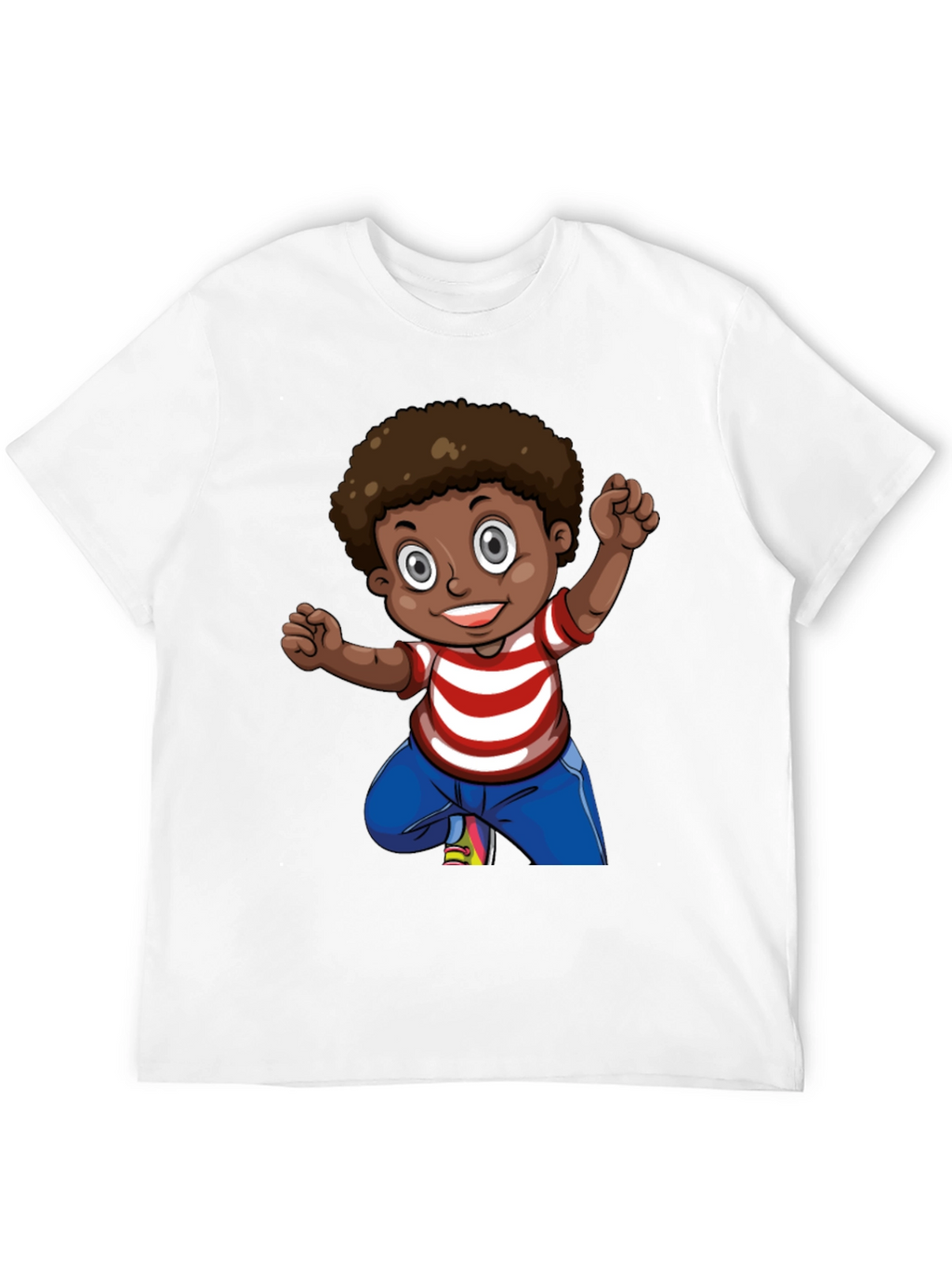 Boy Cartoon Graphic Black T-Shirt