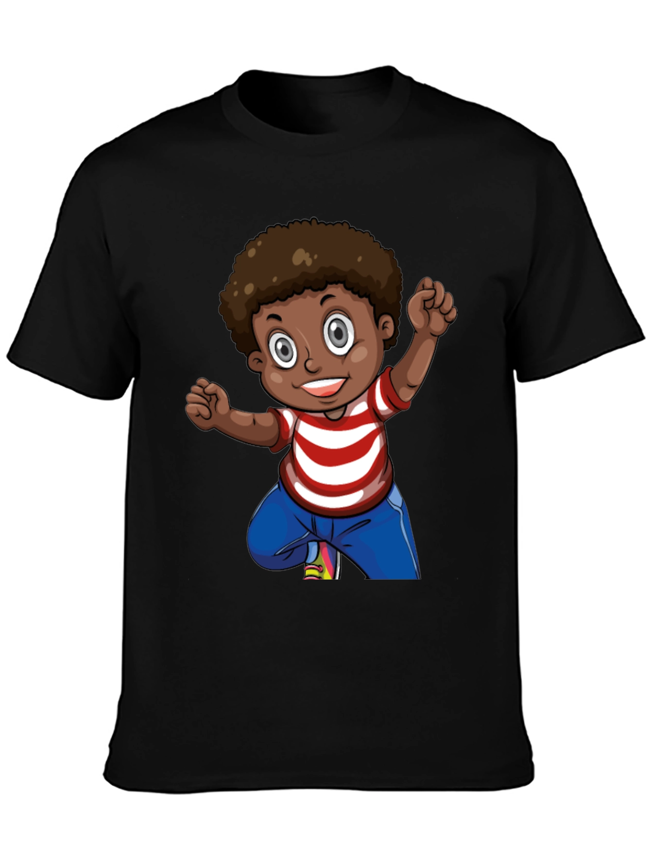 Boy Cartoon Graphic Black T-Shirt