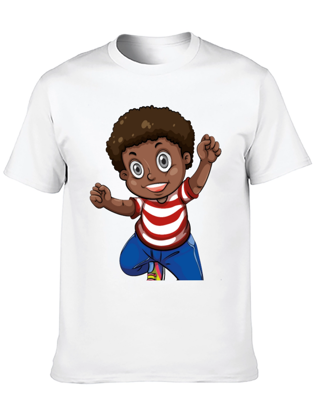 Boy Cartoon Graphic Black T-Shirt