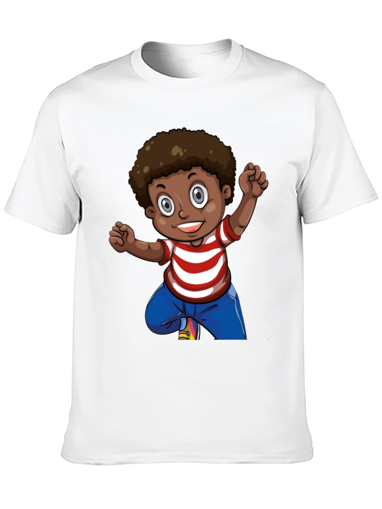 Boy Cartoon Graphic Black T-Shirt