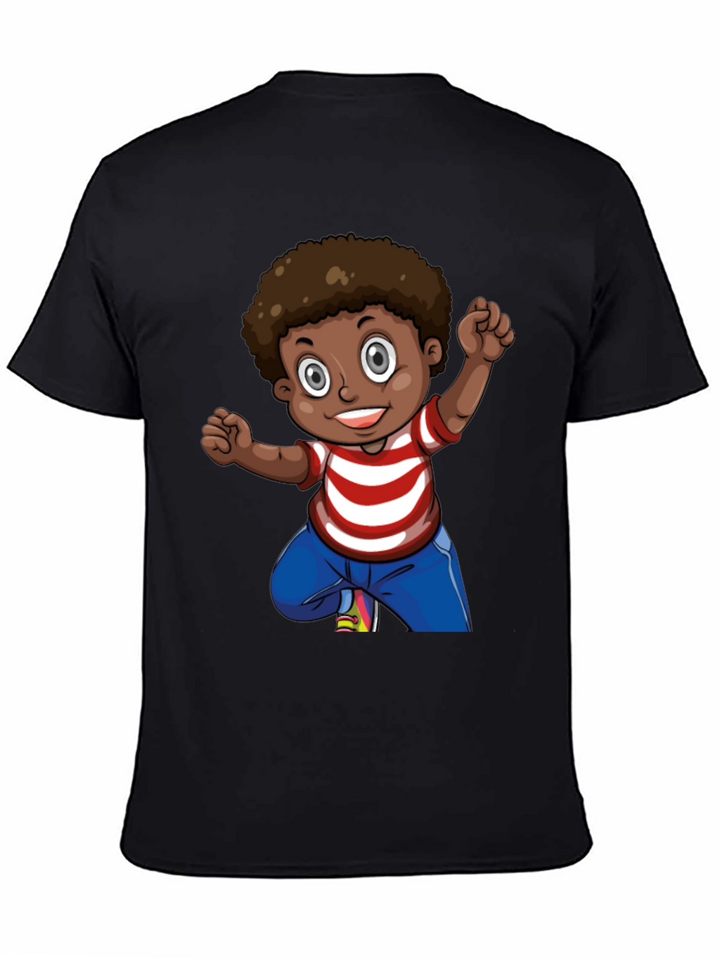 Boy Cartoon Graphic Black T-Shirt
