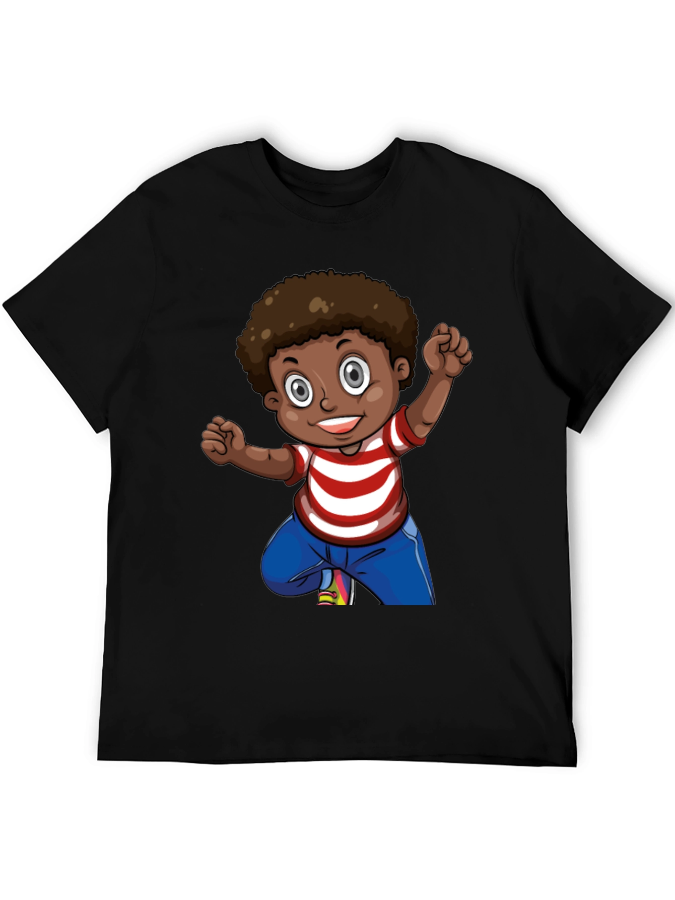 Boy Cartoon Graphic Black T-Shirt