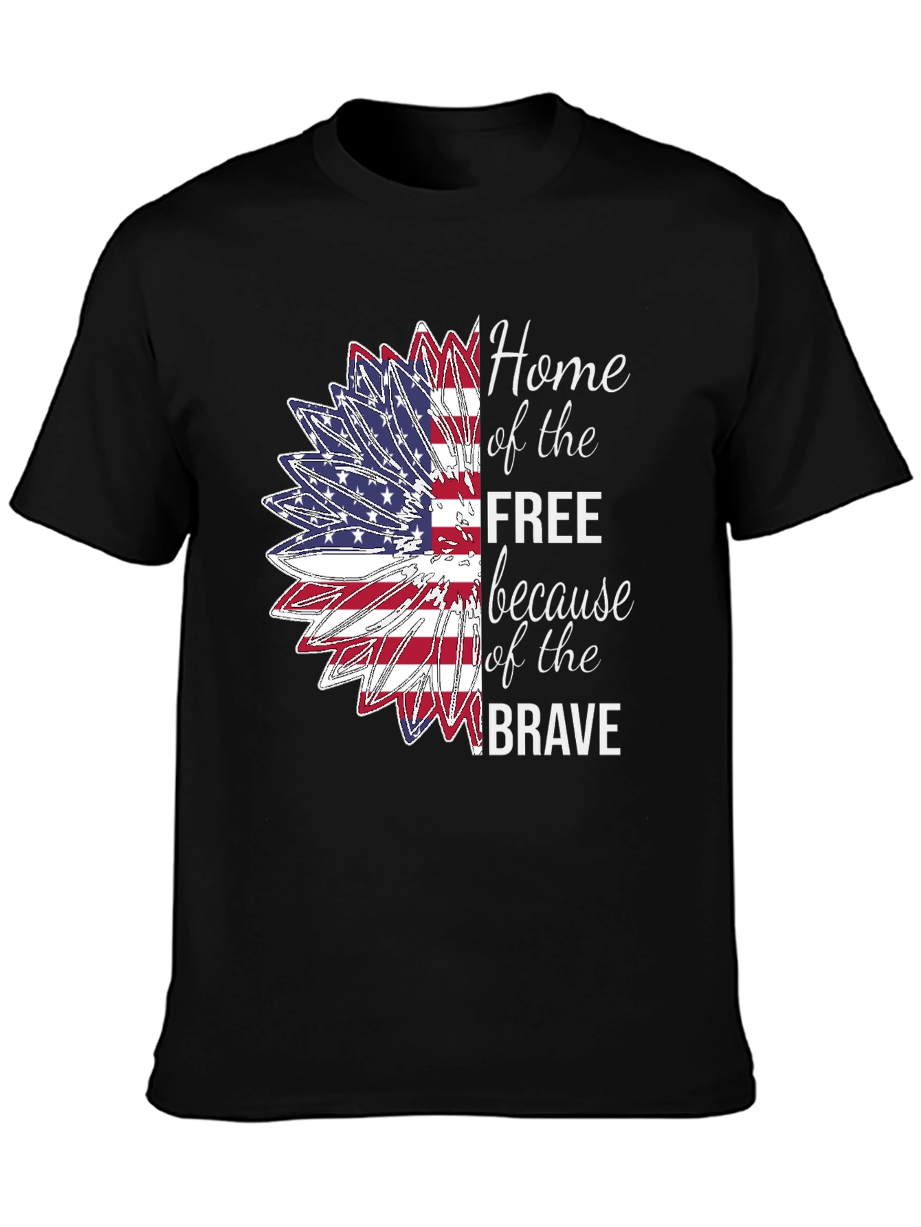 Patriotic Sunflower USA Flag Graphic T-Shirt
