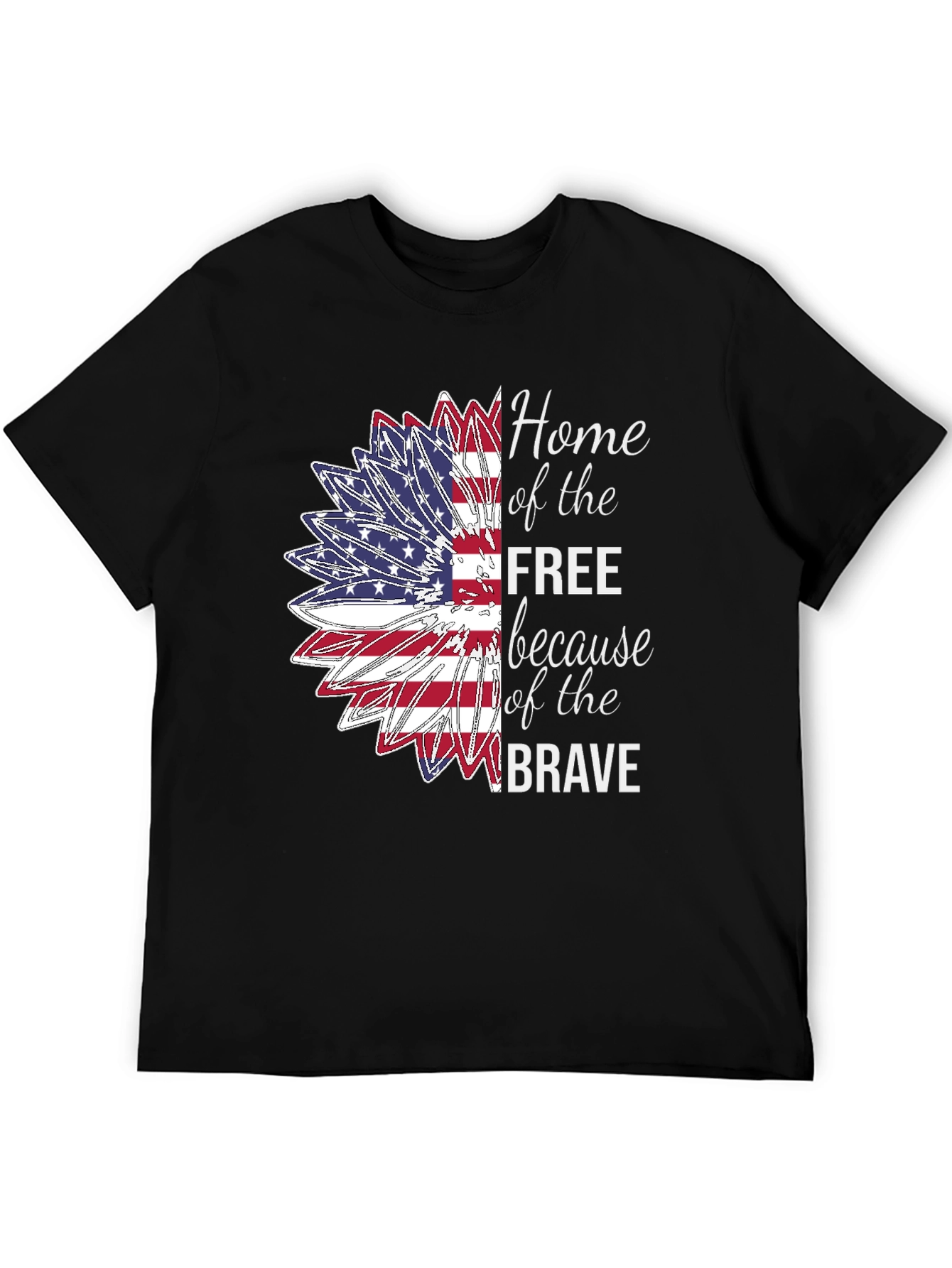 Patriotic Sunflower USA Flag Graphic T-Shirt