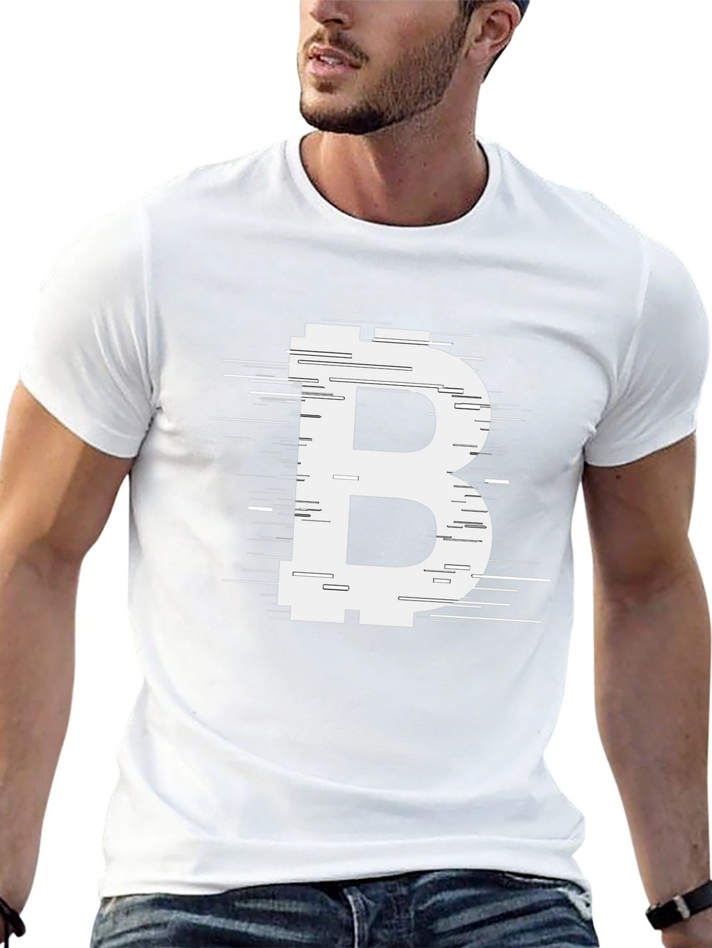 Bitcoin B Glitch Style Graphic Tee