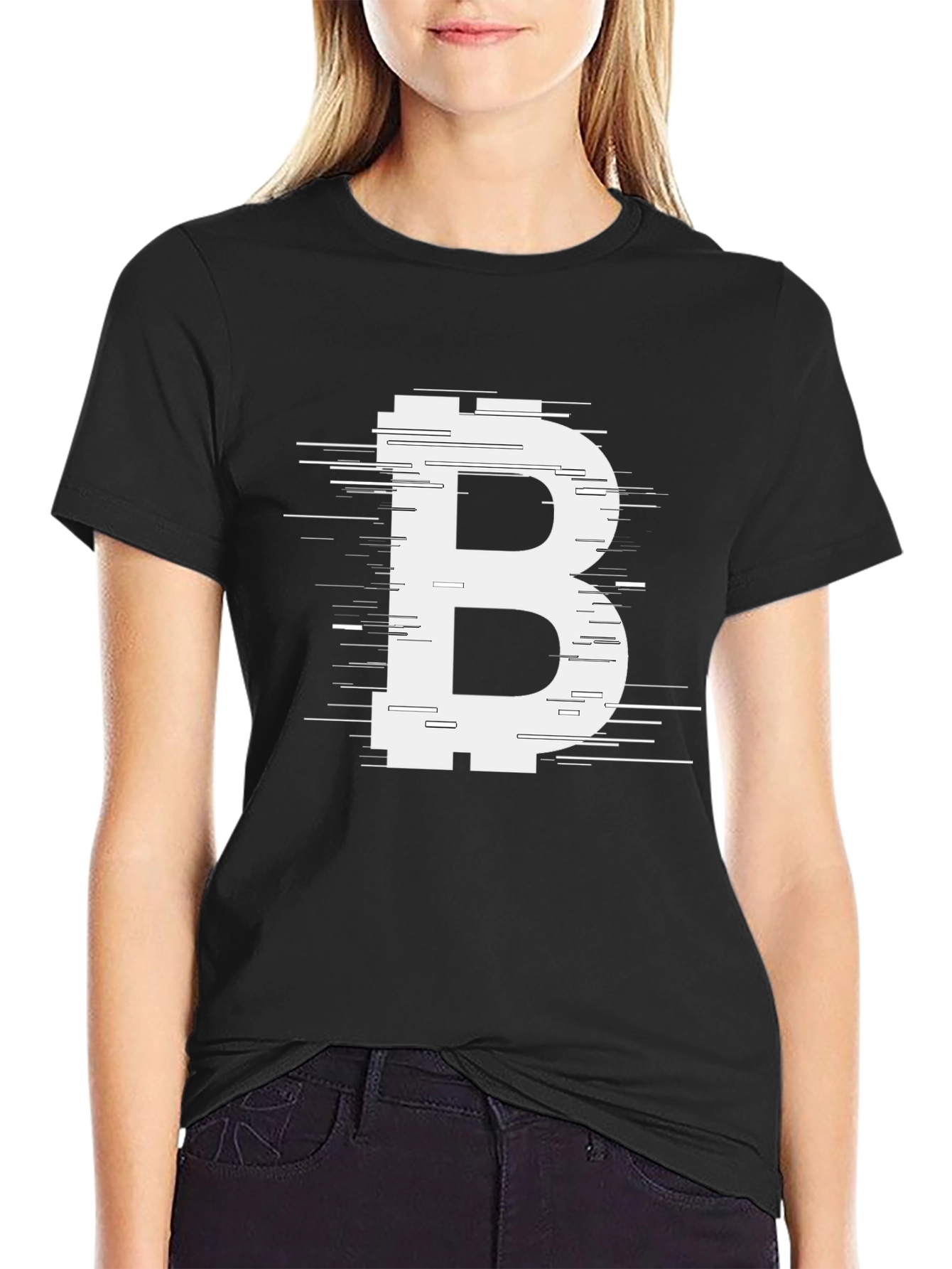 Bitcoin B Glitch Style Graphic Tee