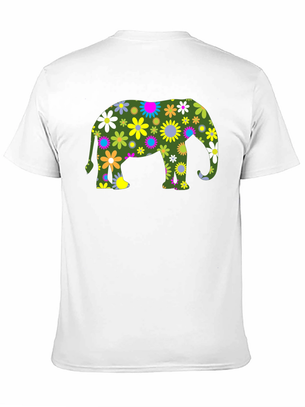 Floral Elephant Black T-Shirt