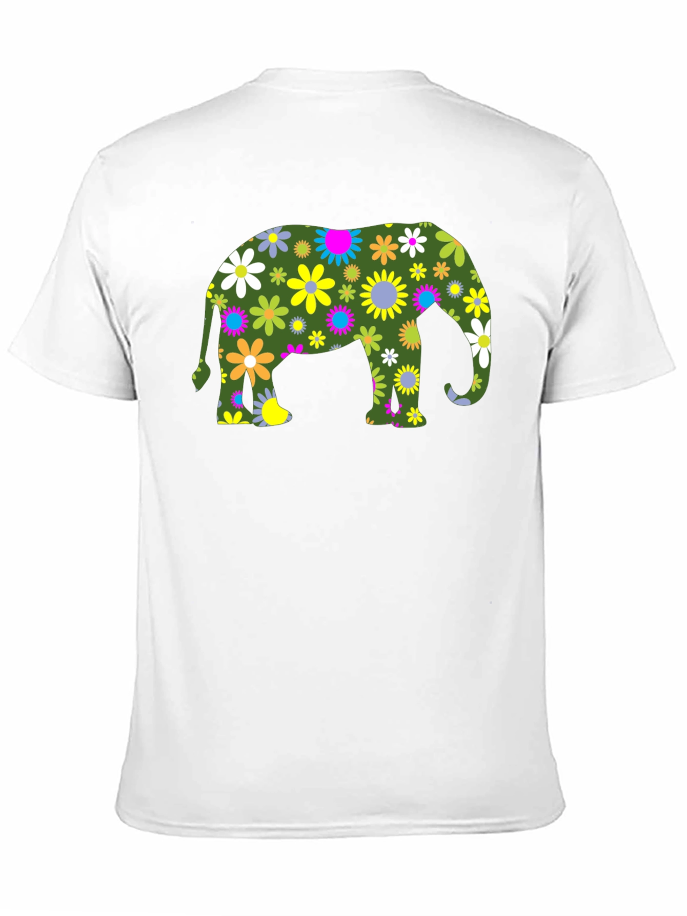 Floral Elephant Black T-Shirt