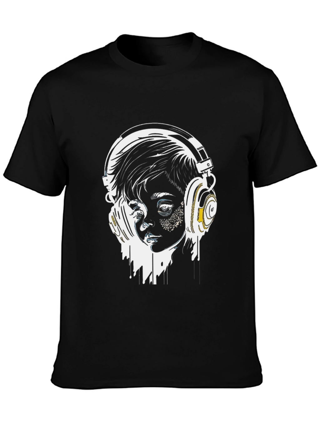Headphones Graphic Tee - Stylish Black T-Shirt