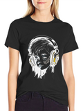 Headphones Graphic Tee - Stylish Black T-Shirt
