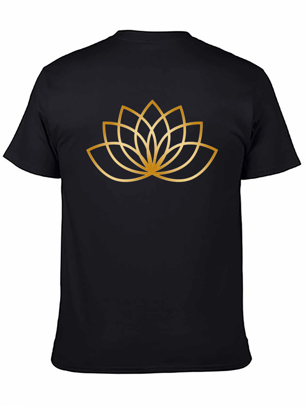 Black T-Shirt with Gold Lotus Flower Design
