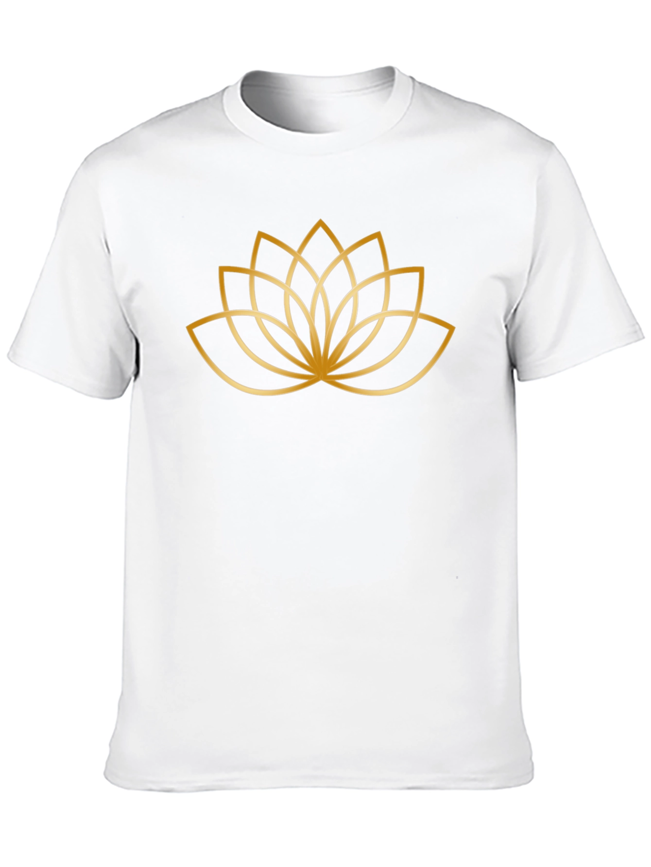 Black T-Shirt with Gold Lotus Flower Design