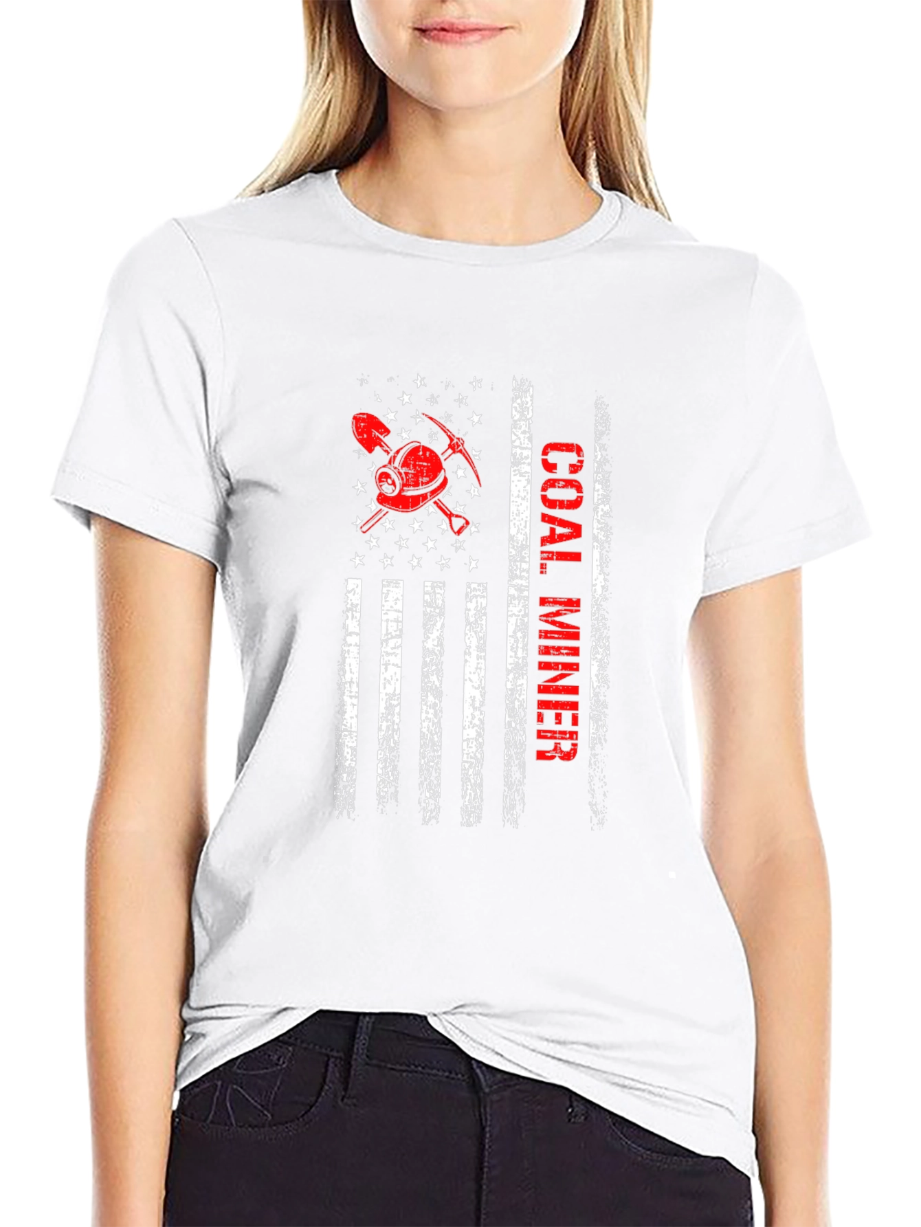 Coal Miner American Flag Graphic T-Shirt