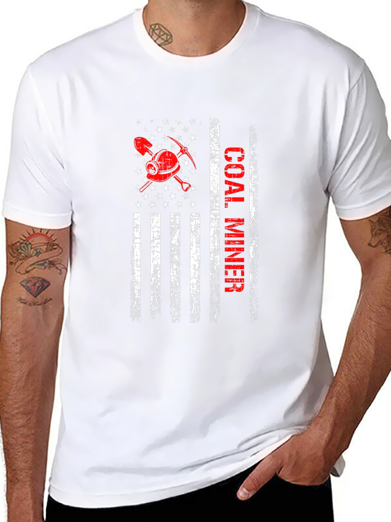 Coal Miner American Flag Graphic T-Shirt