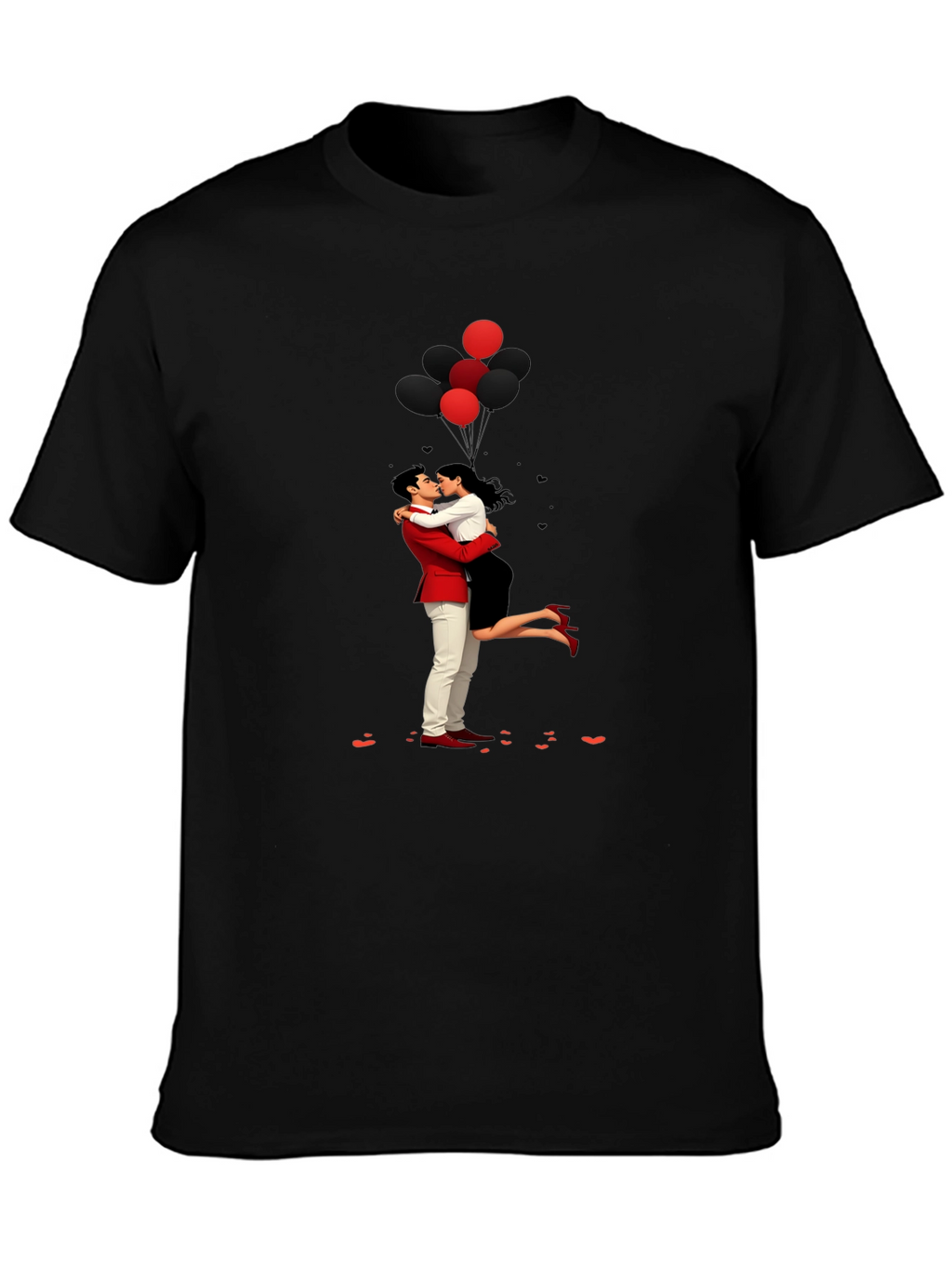 Romantic Embrace Tee: Valentines Day Couple in Love Shirt