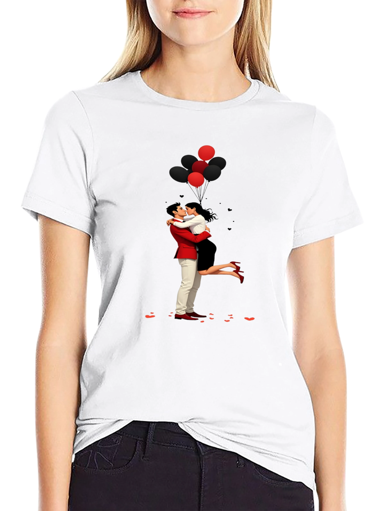 Romantic Embrace Tee: Valentines Day Couple in Love Shirt