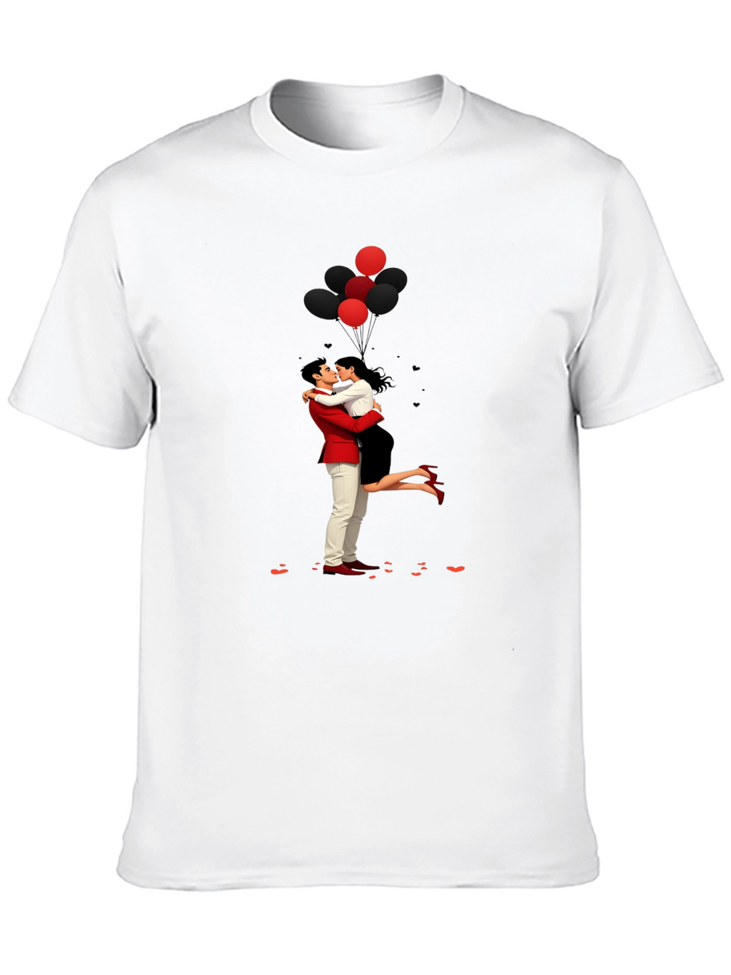 Romantic Embrace Tee: Valentines Day Couple in Love Shirt