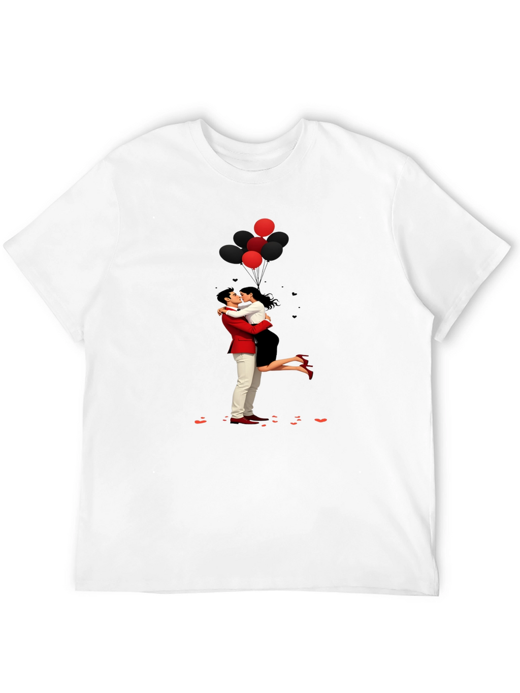 Romantic Embrace Tee: Valentines Day Couple in Love Shirt