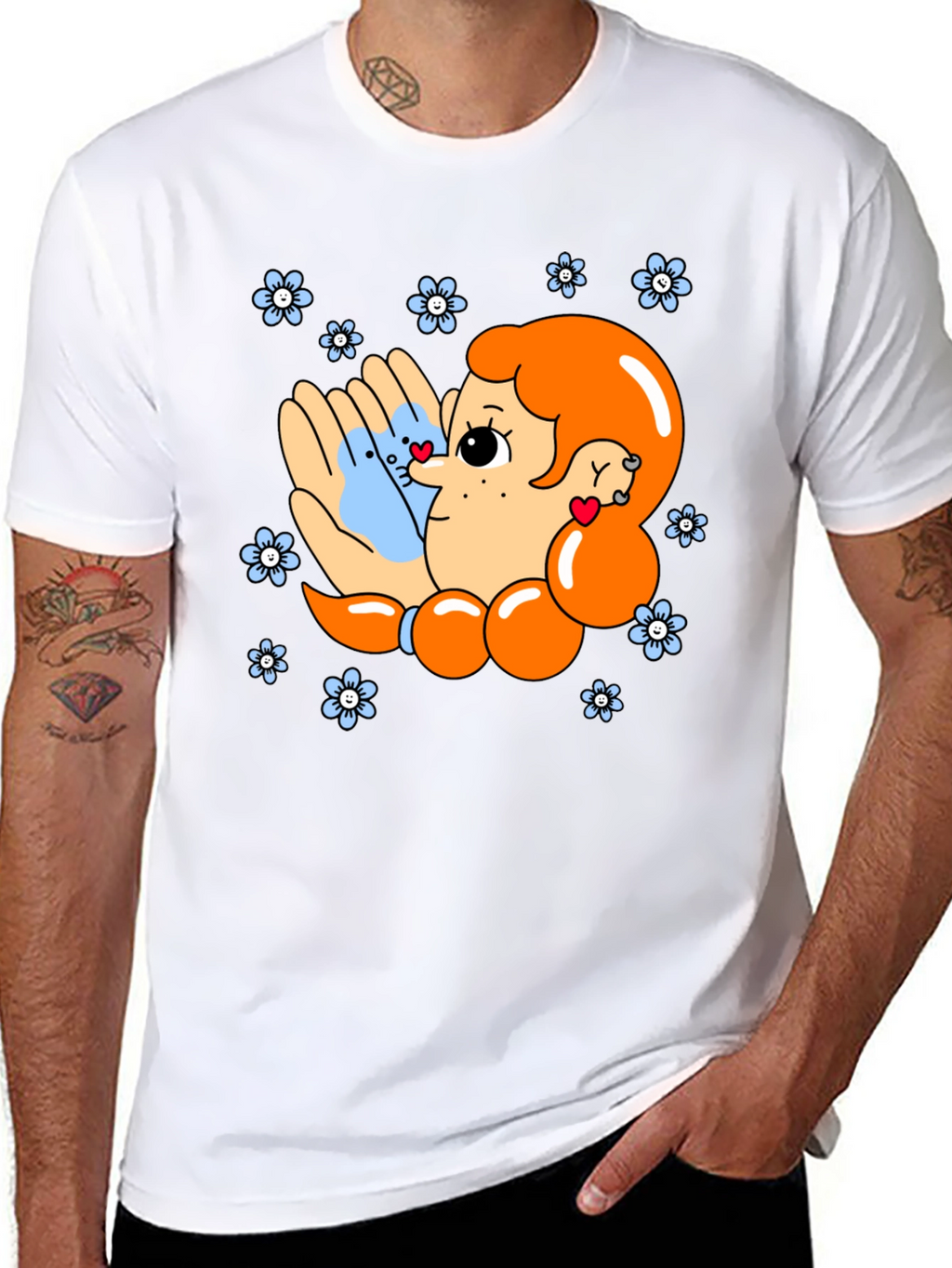 Cute Cartoon Graphic Print Black T-Shirt