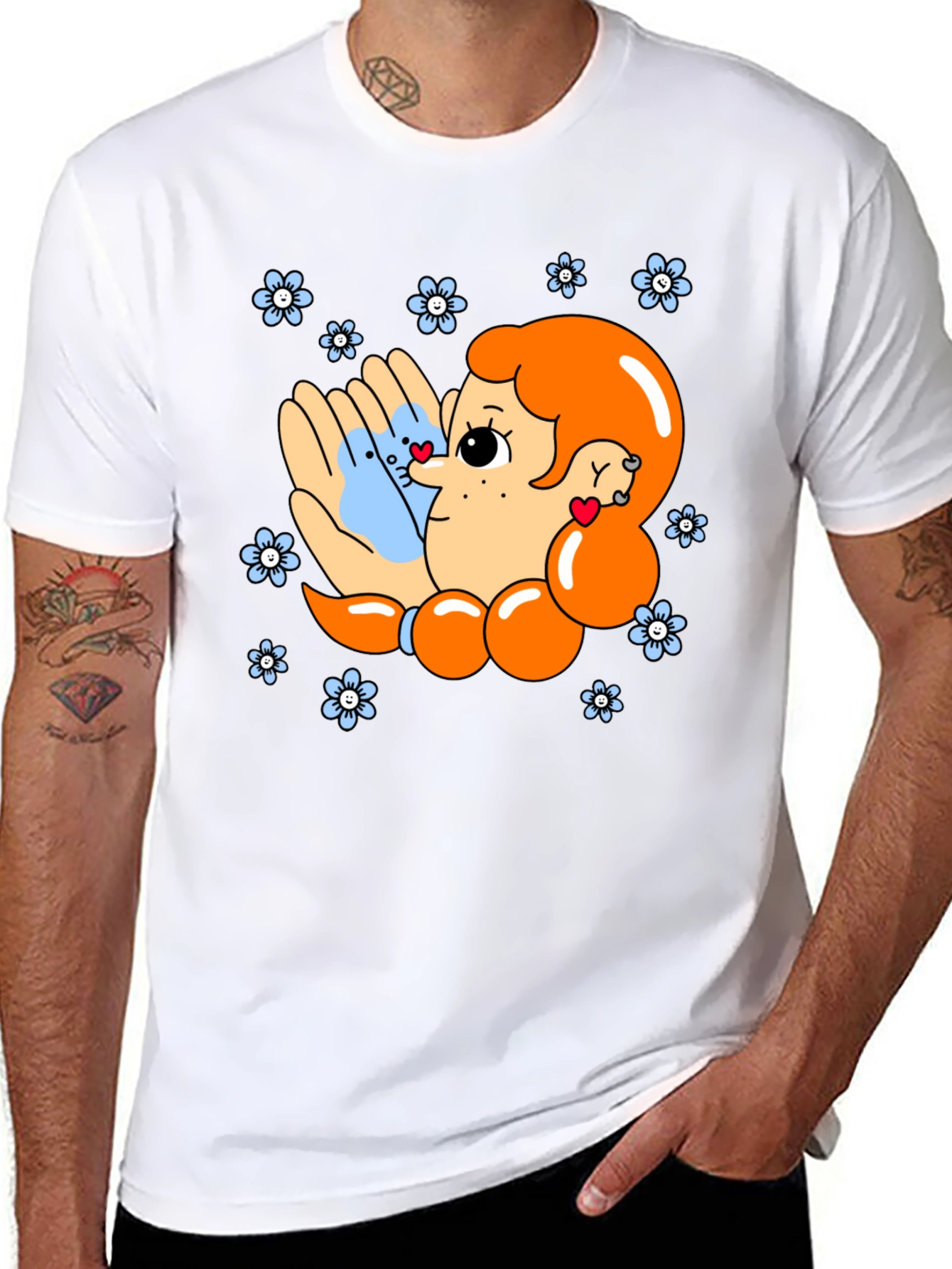 Cute Cartoon Graphic Print Black T-Shirt