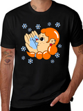 Cute Cartoon Graphic Print Black T-Shirt
