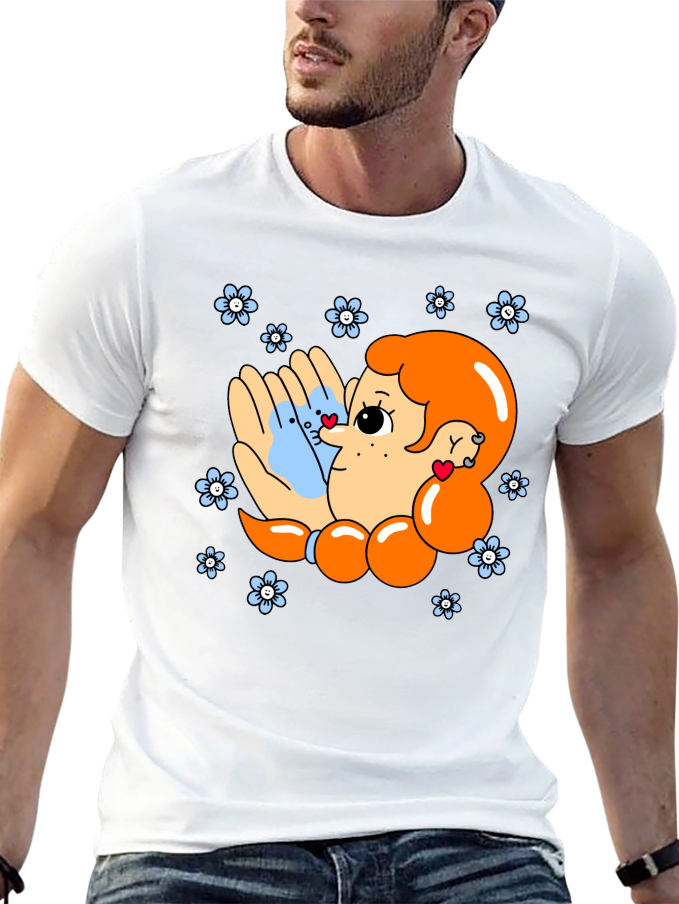 Cute Cartoon Graphic Print Black T-Shirt