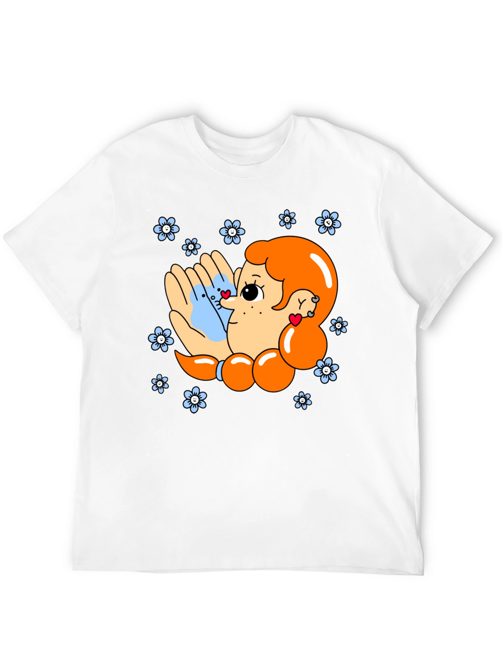 Cute Cartoon Graphic Print Black T-Shirt