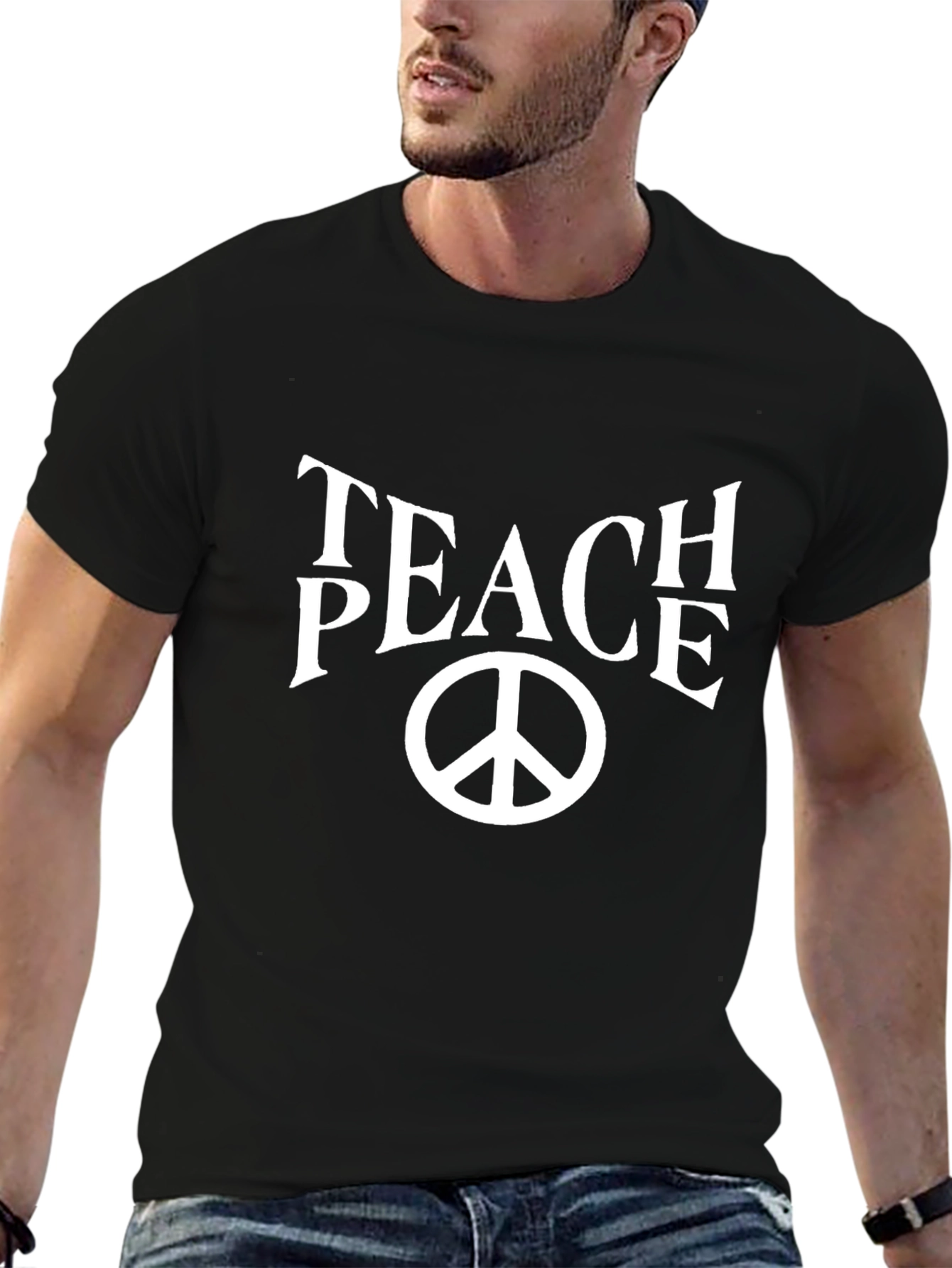 Teach Peace T-Shirt - Black Cotton Blend
