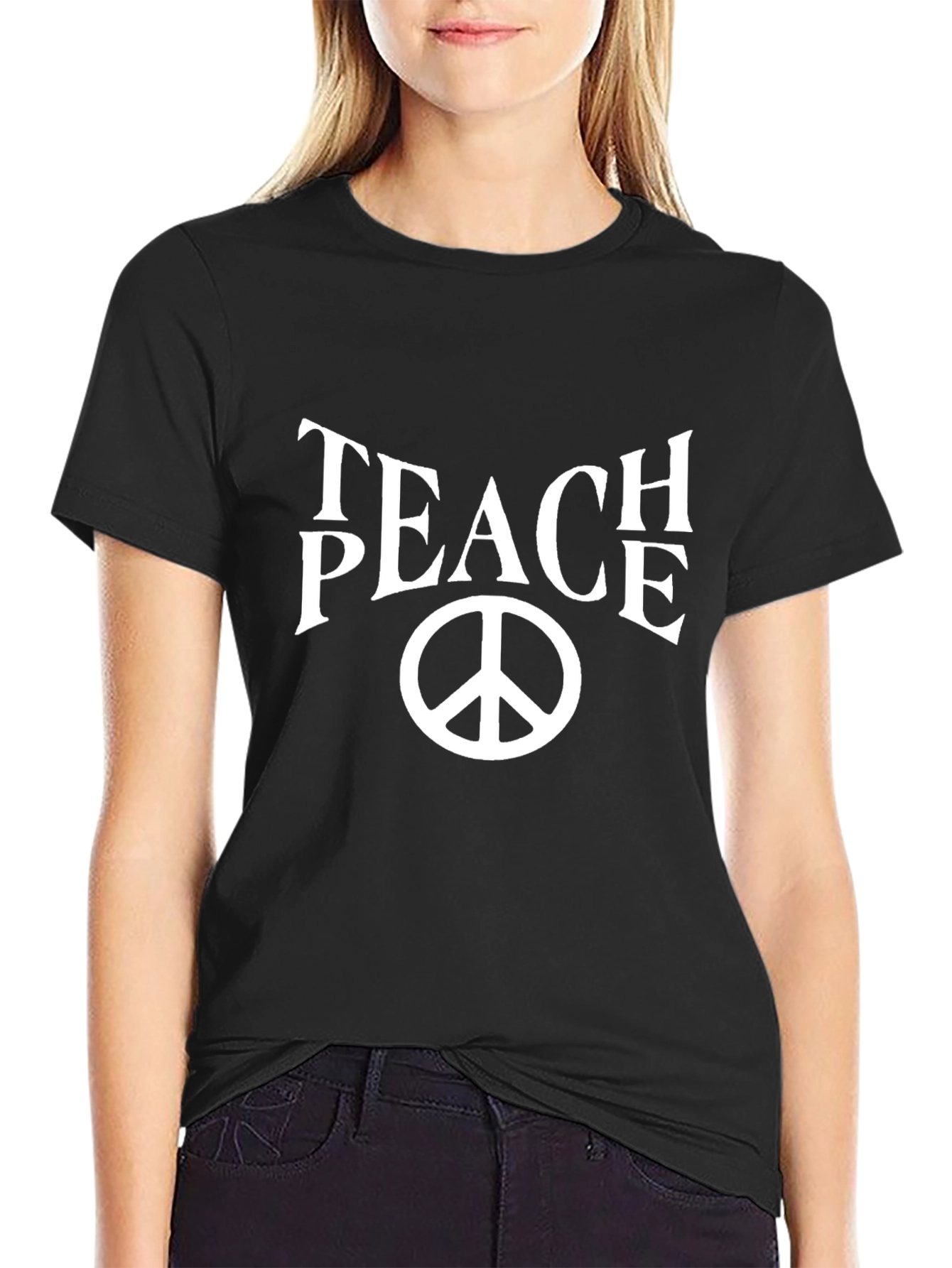 Teach Peace T-Shirt - Black Cotton Blend
