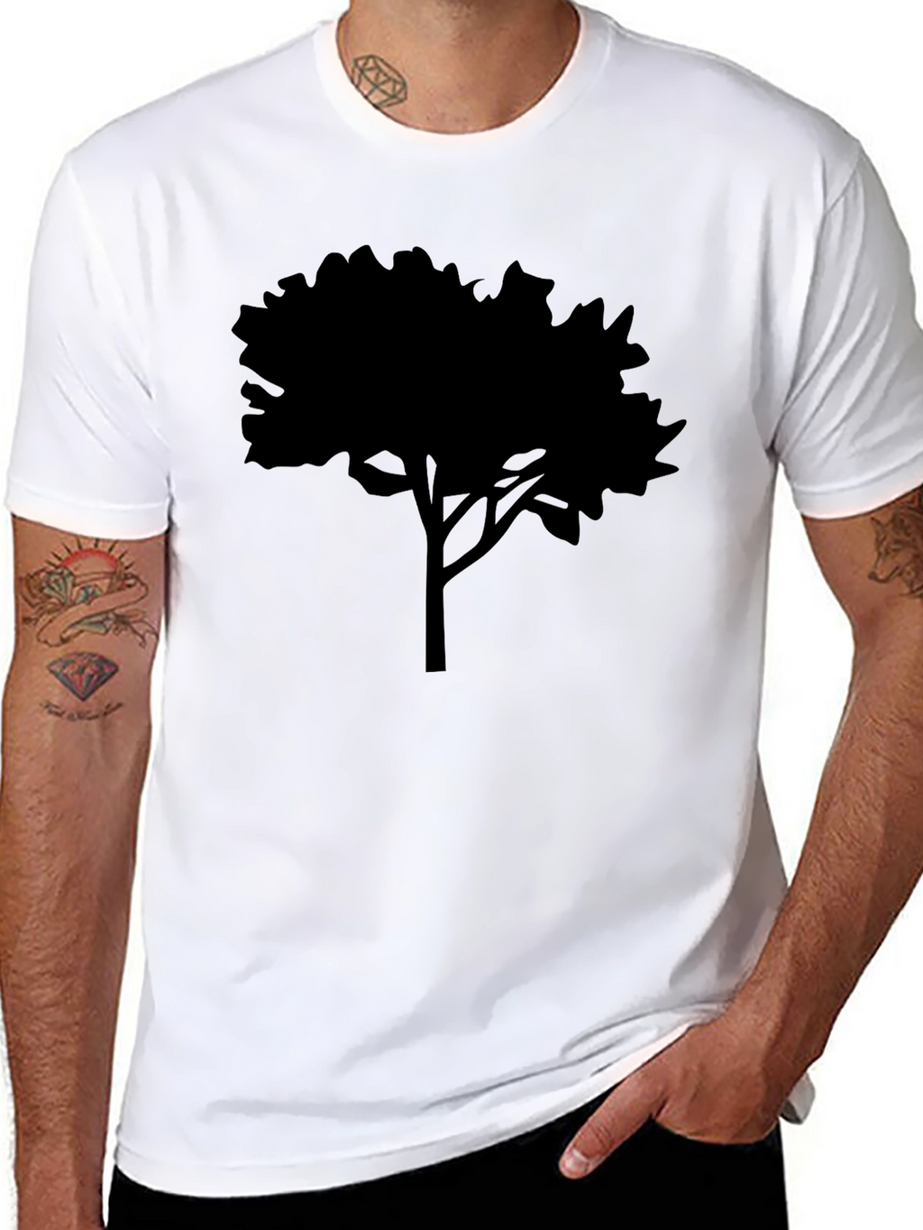 Black Tree Silhouette Graphic Tee - Nature Inspired Apparel