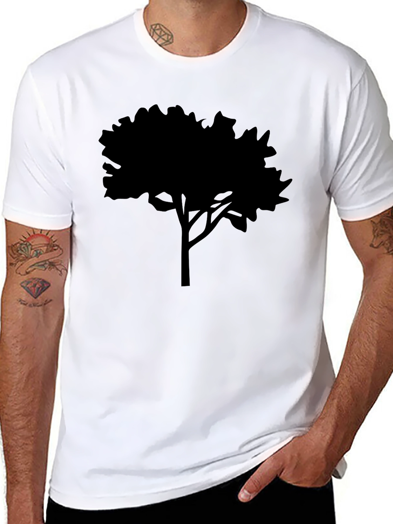 Black Tree Silhouette Graphic Tee - Nature Inspired Apparel