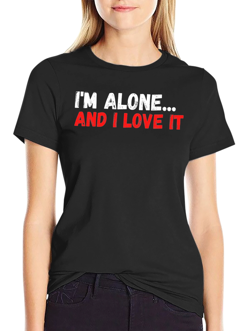 Alone and Loving It Graphic Tee - Black