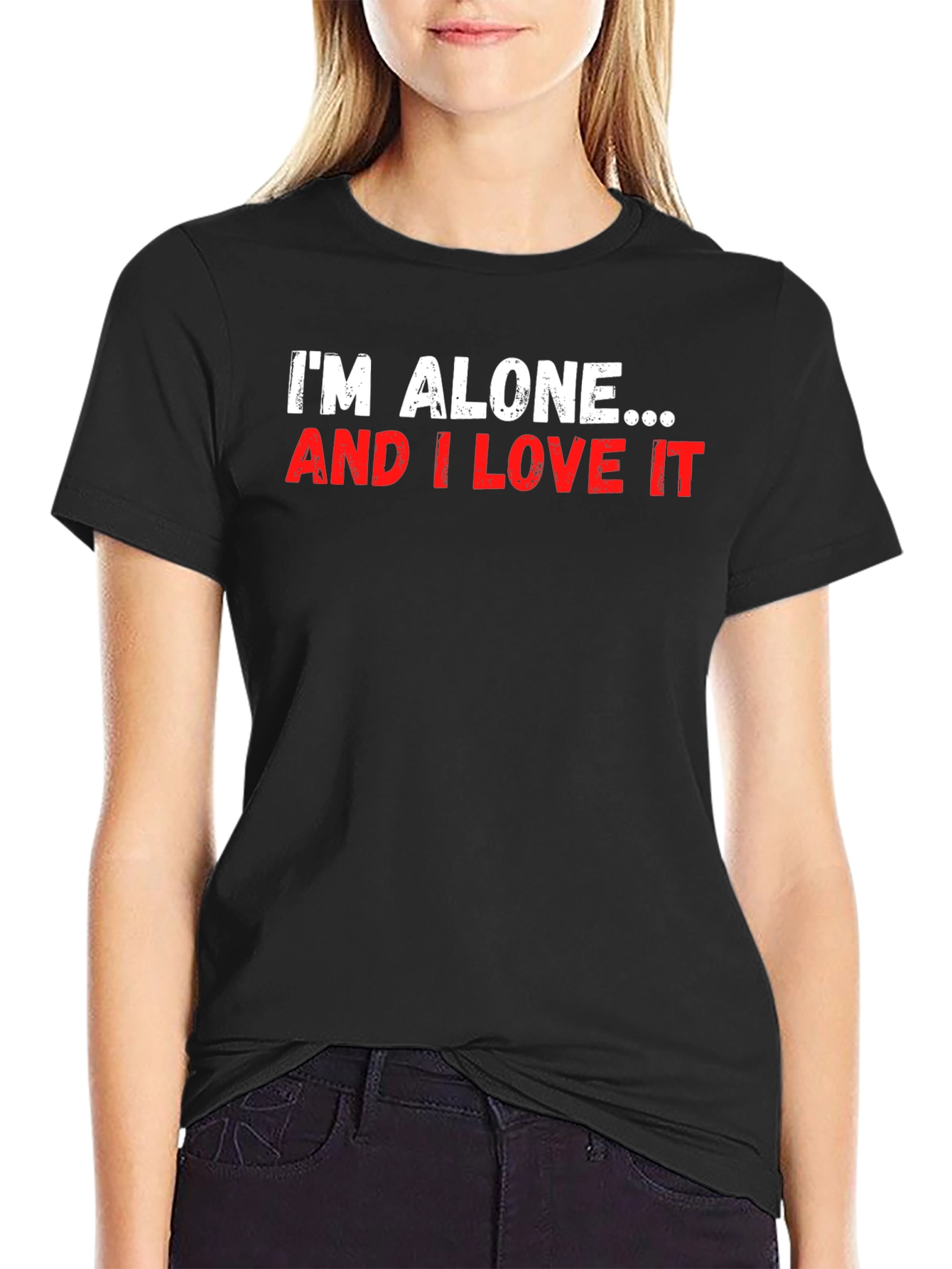 Alone and Loving It Graphic Tee - Black