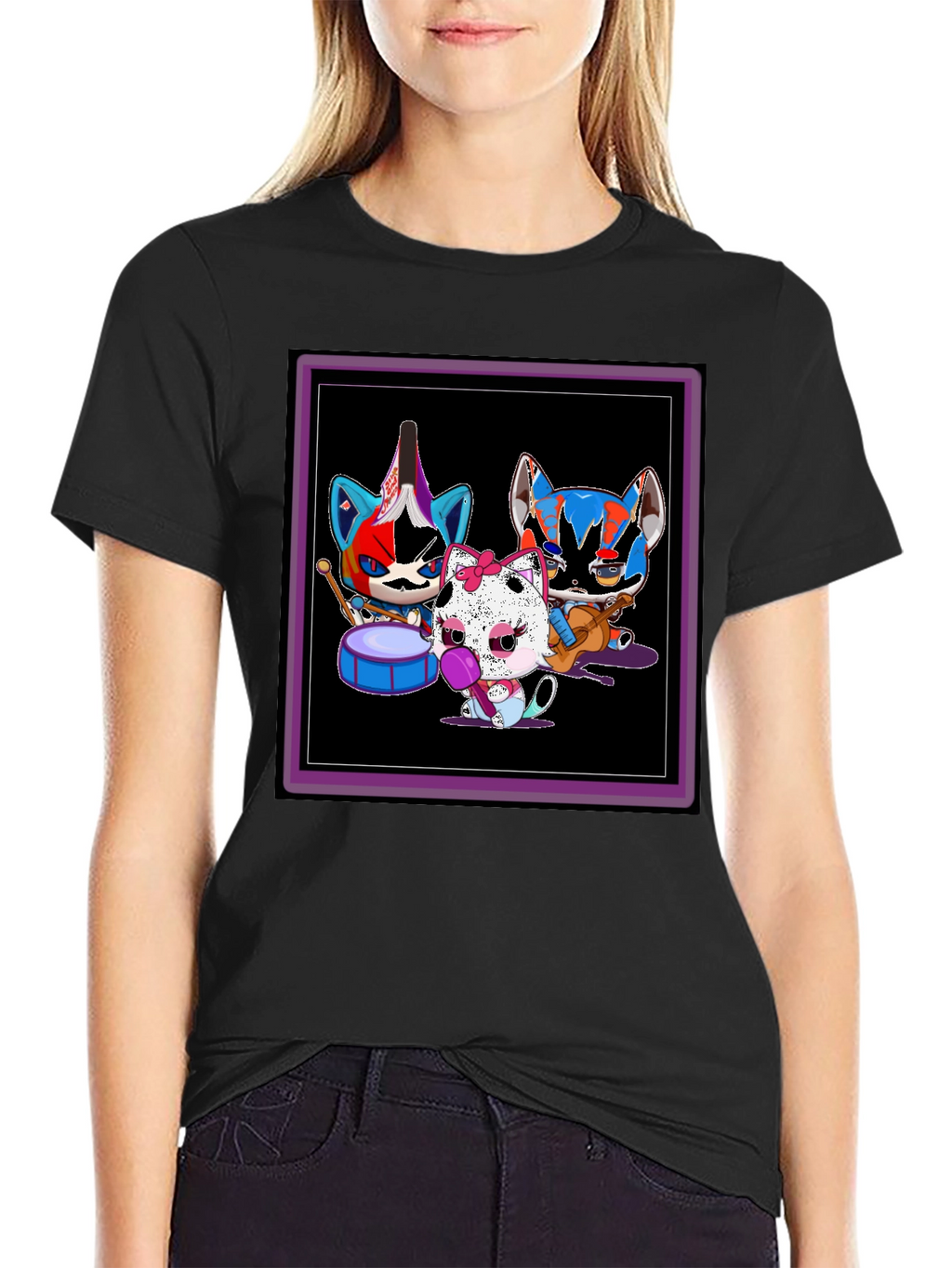 Band of Cats Graphic Tee - Funky Musician Design