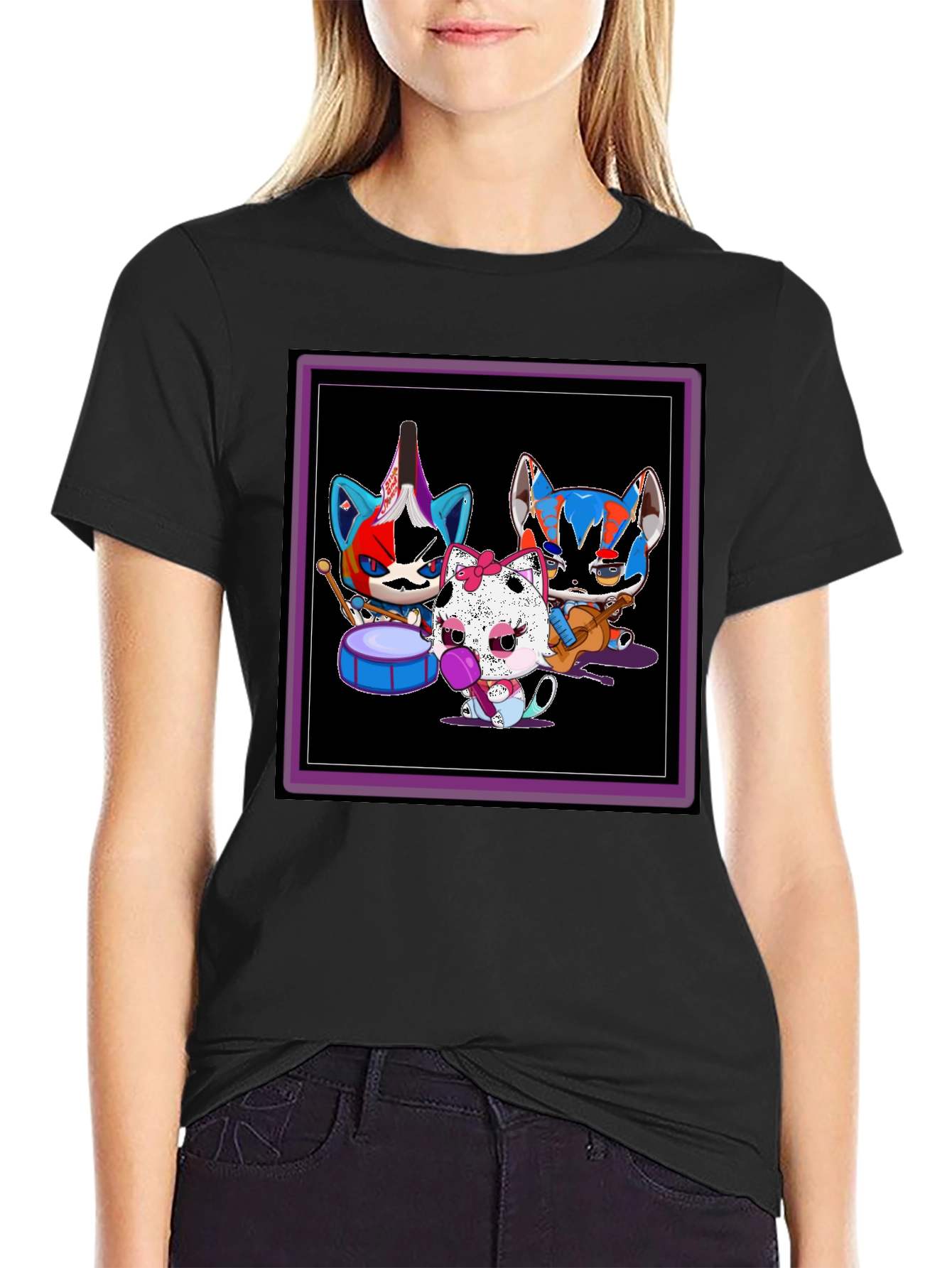 Band of Cats Graphic Tee - Funky Musician Design