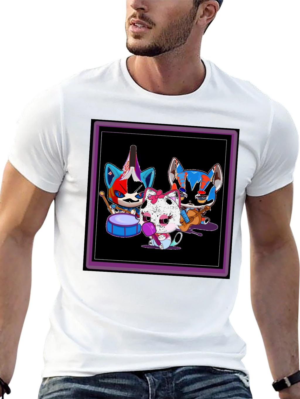 Band of Cats Graphic Tee - Funky Musician Design