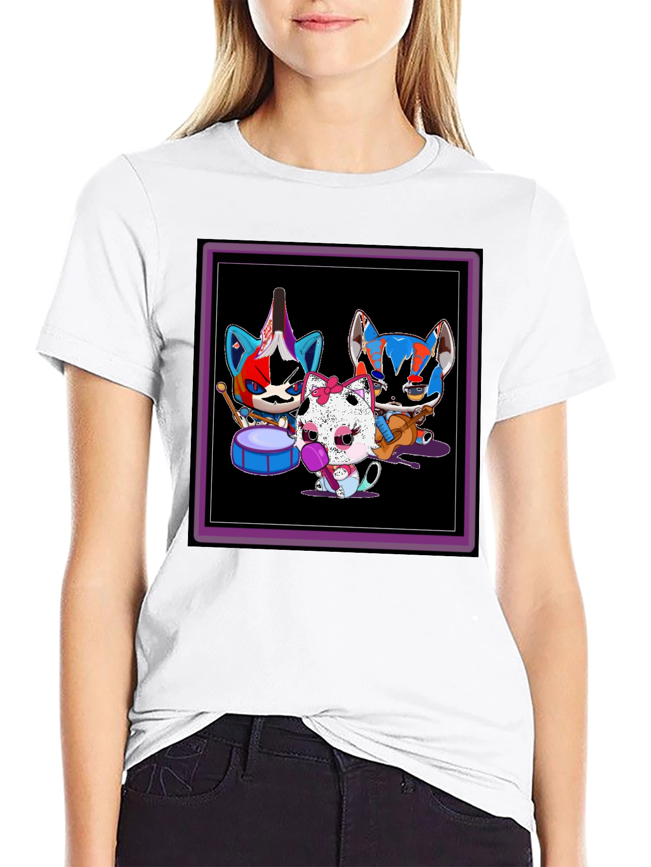 Band of Cats Graphic Tee - Funky Musician Design