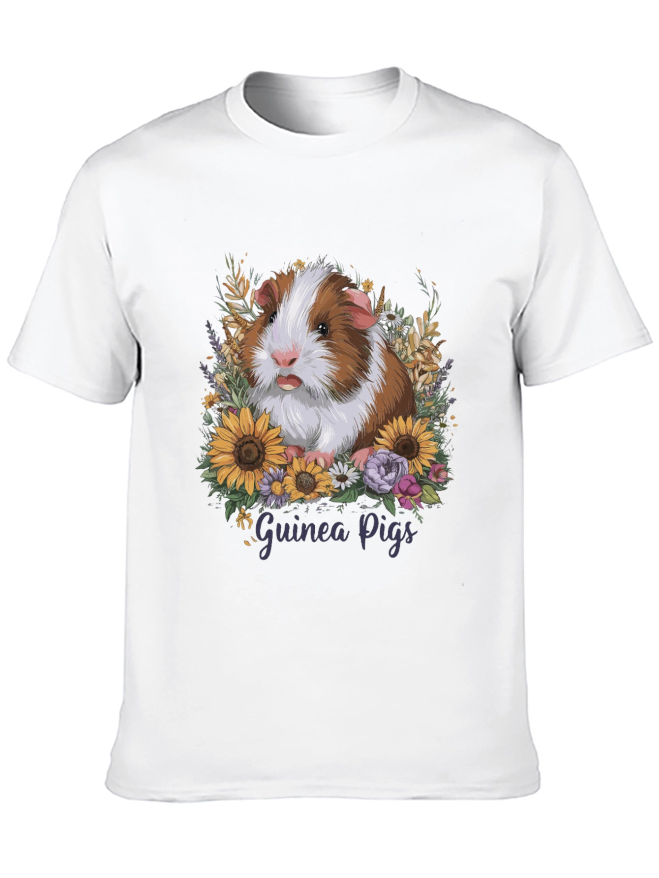 Guinea Pig Floral T-Shirt - Pet Lover Tee
