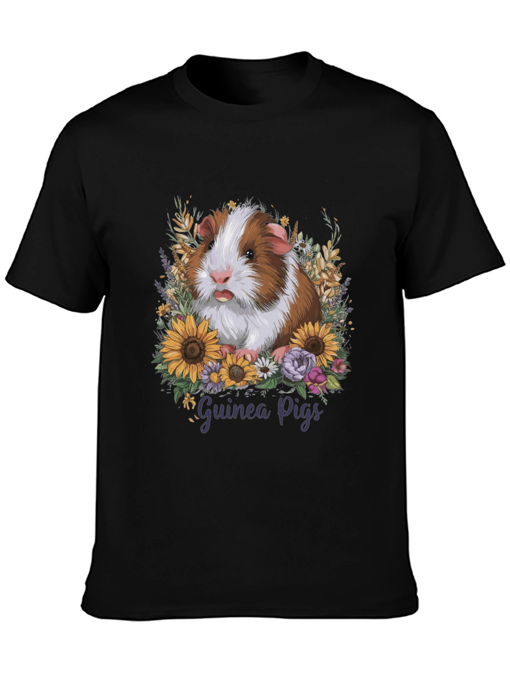 Guinea Pig Floral T-Shirt - Pet Lover Tee
