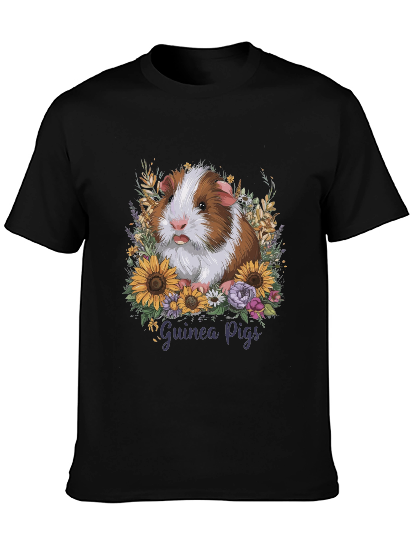Guinea Pig Floral T-Shirt - Pet Lover Tee