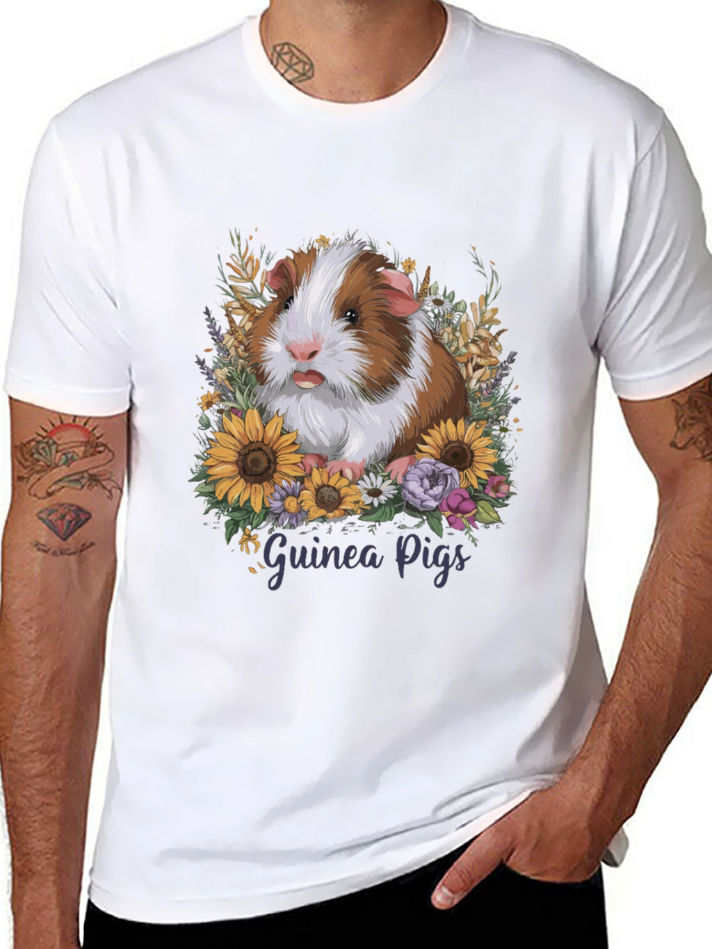 Guinea Pig Floral T-Shirt - Pet Lover Tee