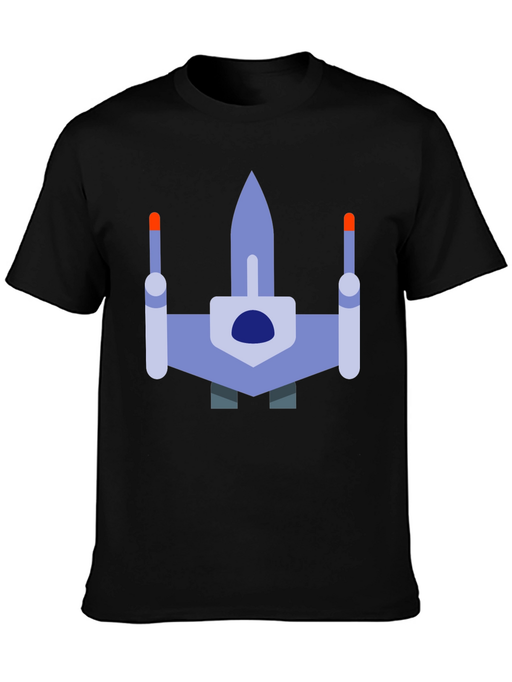 Retro Spaceship Graphic T-Shirt - Black