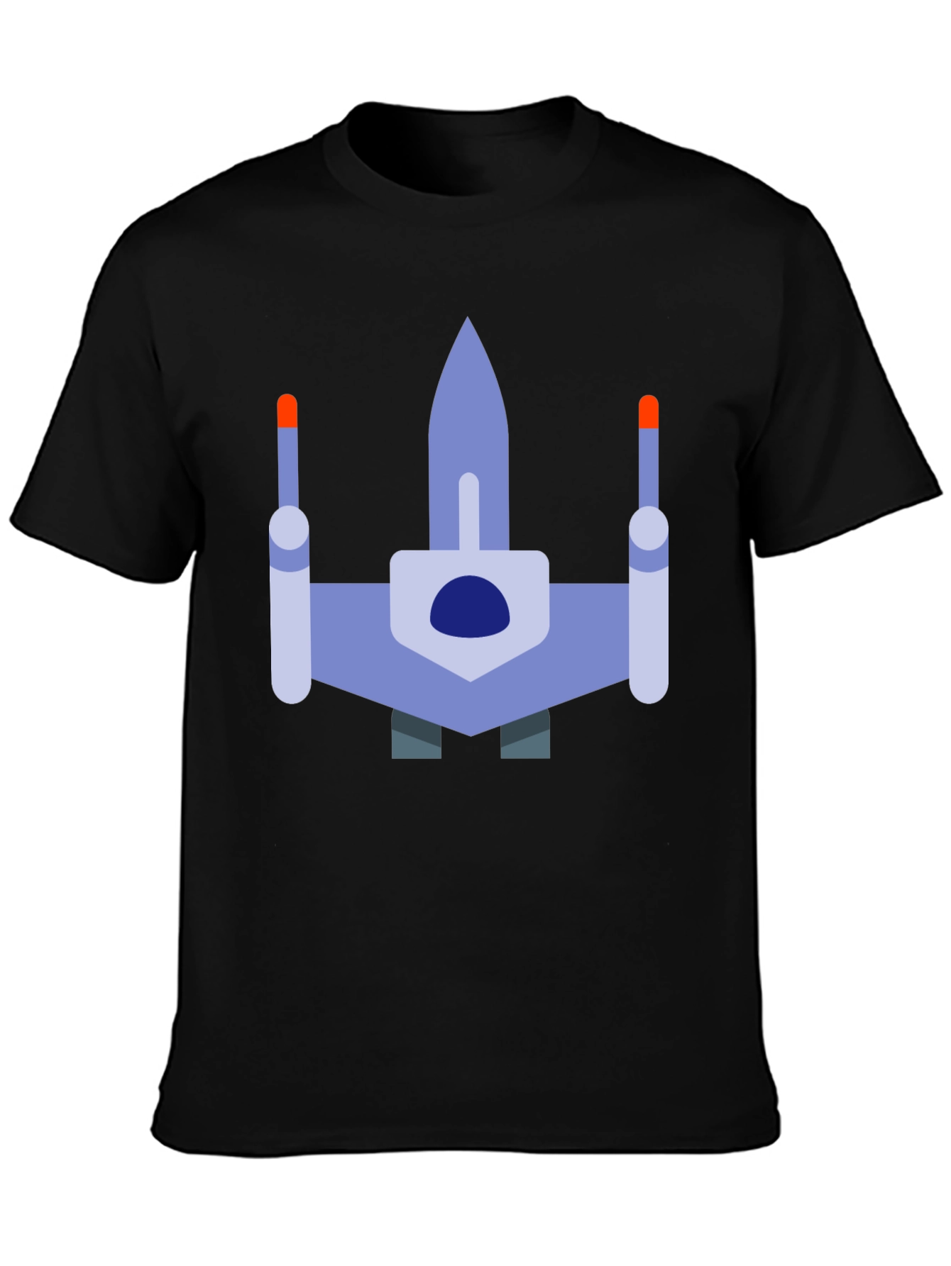 Retro Spaceship Graphic T-Shirt - Black