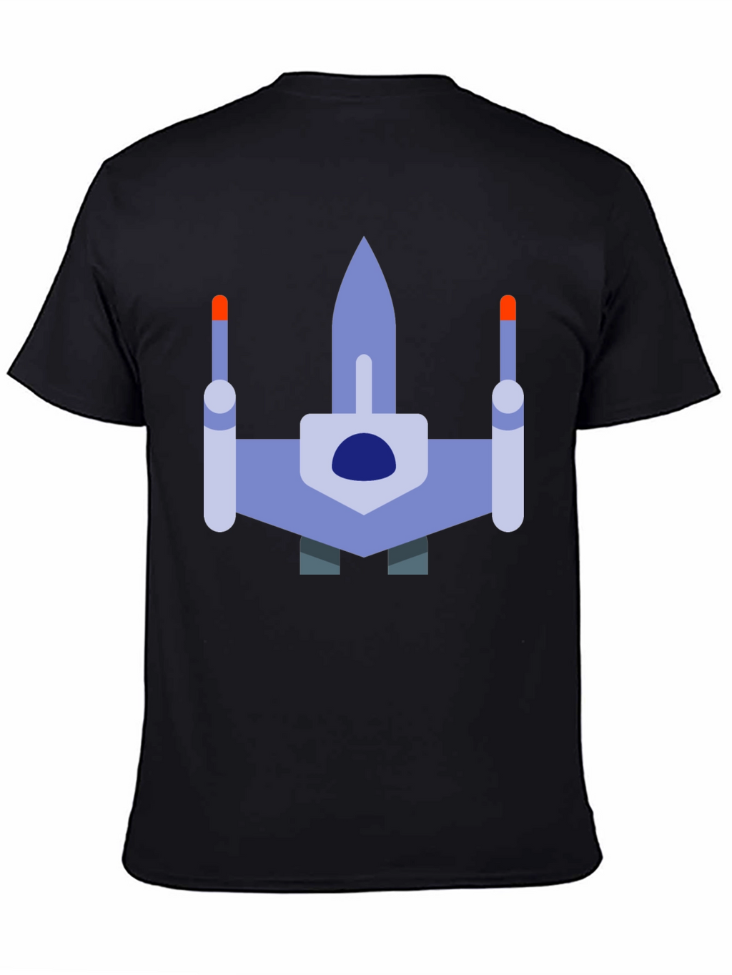 Retro Spaceship Graphic T-Shirt - Black
