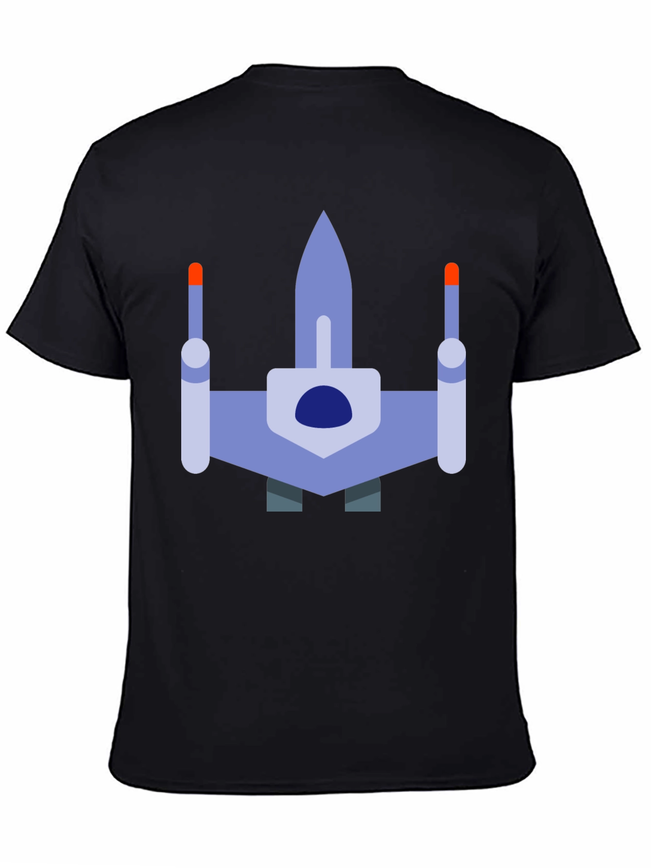 Retro Spaceship Graphic T-Shirt - Black